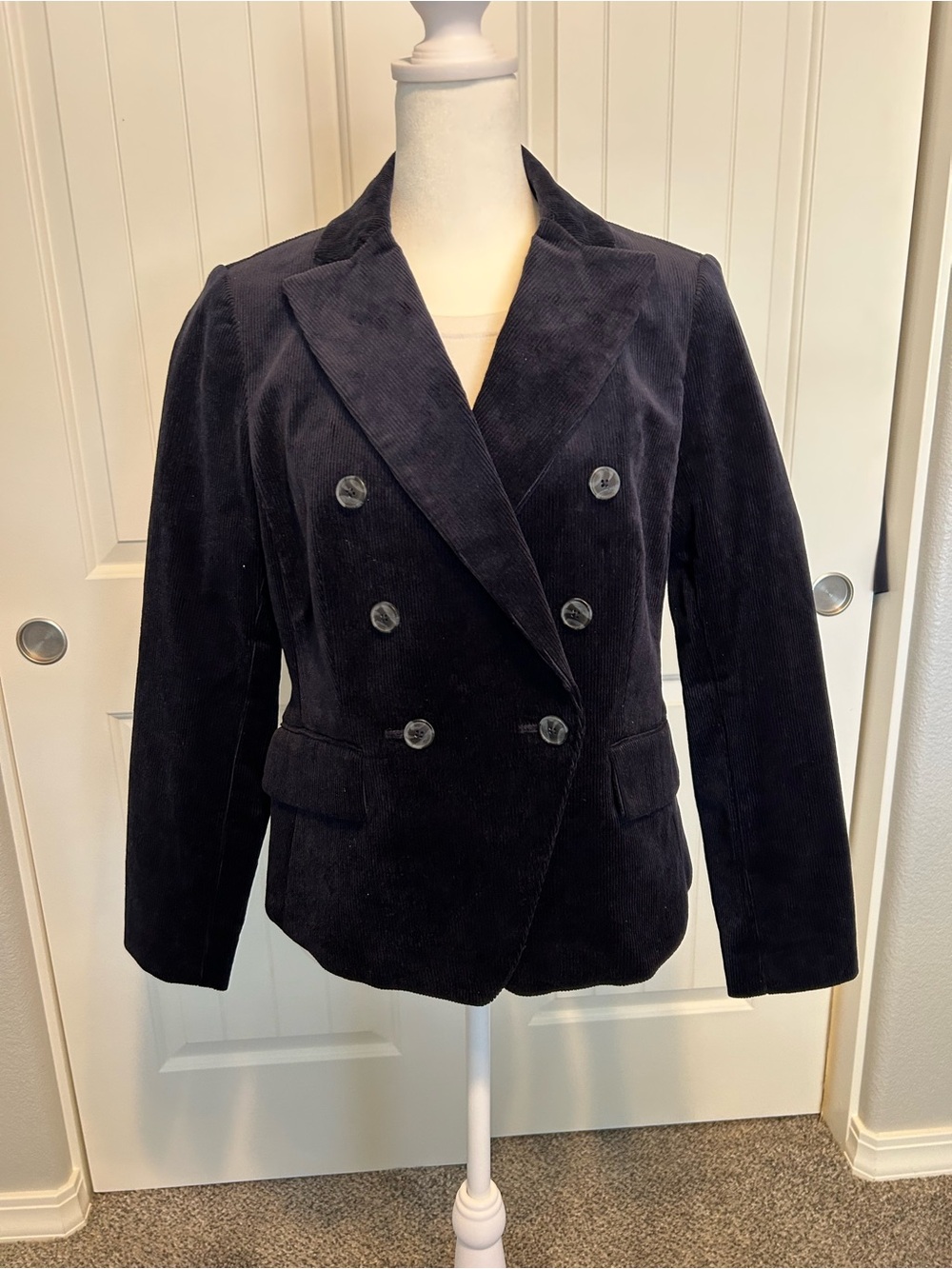 Talbots Double-Breasted Corduroy Blazer - Black